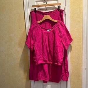 Women's Pink Top and Skirt Set